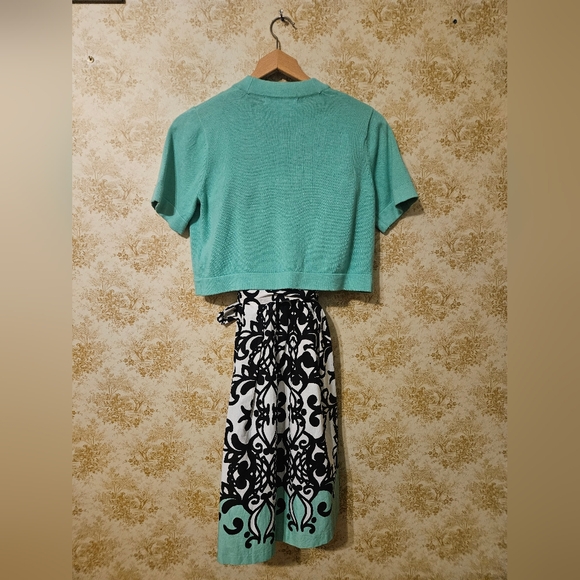 Size 8-10 dress set with shrug black,white& mint green - Picture 2 of 15